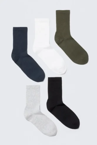 Pack de 5 pares de calcetines deportivos – Azul/Verde/Gris/Negro/Blanco