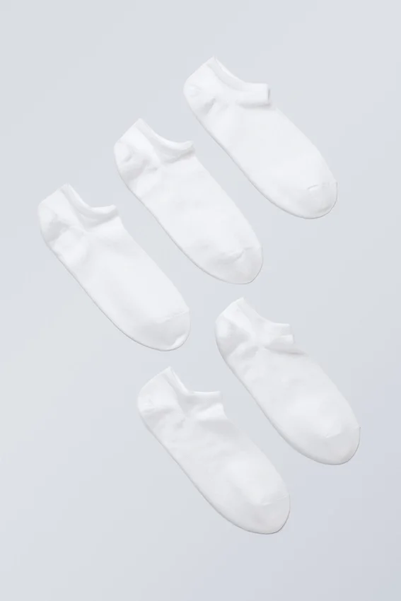 Pack de 5 pares de calcetines deportivos de algodón – Blanco Pack de 5 pares de calcetines deportivos de algodón – Blanco