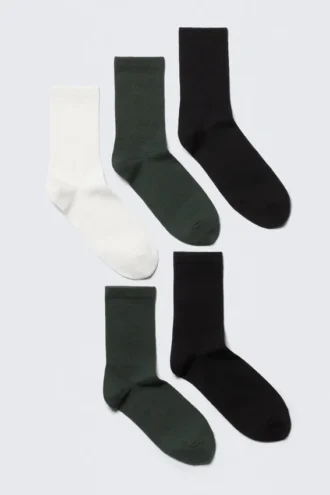 Pack de 5 pares de calcetines deportivos – Mezcla de verde oscuro