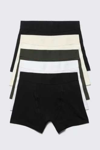 Pack de 5 slips bóxer – Negro/Beige/Verde/Blanco