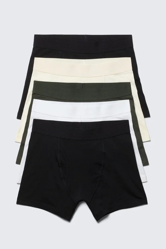 Pack de 5 slips bóxer – Negro/Beige/Verde/Blanco Pack de 5 slips bóxer – Negro/Beige/Verde/Blanco