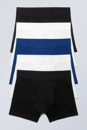 Pack de 5 slips bóxer – Negro/Blanco/Azul