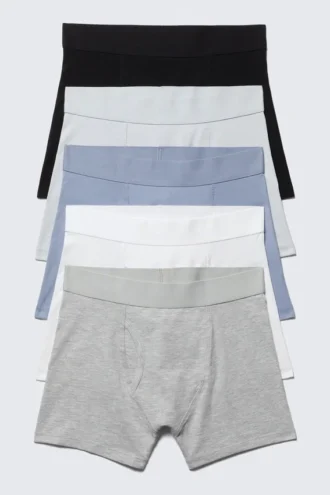 Pack de 5 slips bóxer – Negro/Gris/Azul/Blanco