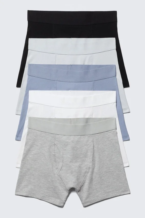 Pack de 5 slips bóxer – Negro/Gris/Azul/Blanco Pack de 5 slips bóxer – Negro/Gris/Azul/Blanco