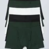 Pack de 5 slips bóxer – Negro, verde y blanco Pack de 5 slips bóxer – Negro, verde y blanco