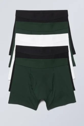 Pack de 5 slips bóxer – Negro, verde y blanco