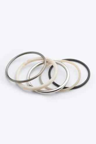 Pack de brazaletes – Negro/Beige/Plata