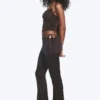 Pantalones acampanados con aberturas de satén – Marrón oscuro