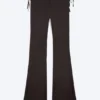 Pantalones acampanados con aberturas de satén – Marrón oscuro