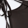 Pantalones acampanados con aberturas de satén – Marrón oscuro
