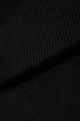 Pantalones acampanados con cintura acanalada y vuelta – Negro