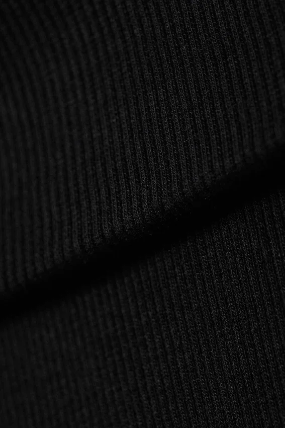 Pantalones acampanados con cintura acanalada y vuelta – Negro Pantalones acampanados con cintura acanalada y vuelta – Negro