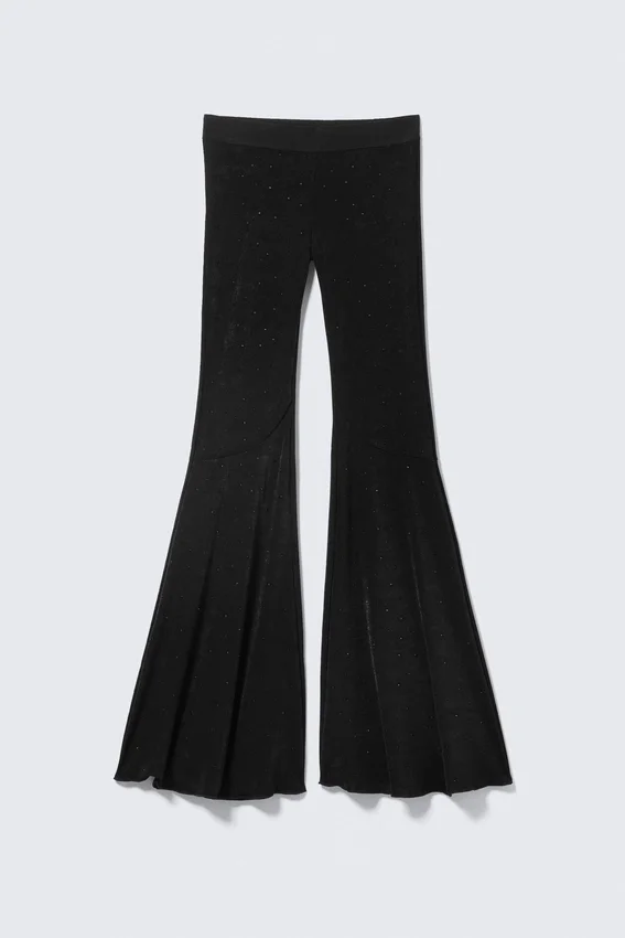 Pantalones acampanados con pedrería – Negro – Pedrería Pantalones acampanados con pedrería – Negro – Pedrería