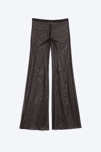 Pantalones acampanados de malla estampada – Marrón oscuro