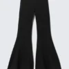 Pantalones acampanados de talle bajo – Negro