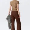 Pantalones acampanados de talle medio con cremallera – Marrón Pantalones acampanados de talle medio con cremallera – Marrón