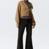Pantalones acampanados de talle medio con cremallera – Negro Pantalones acampanados de talle medio con cremallera – Negro