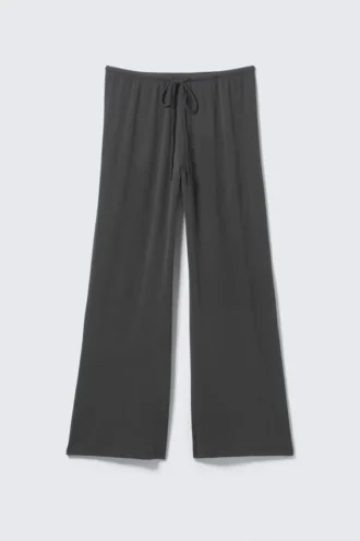Pantalones anchos con cordón elástico – Gris oscuro