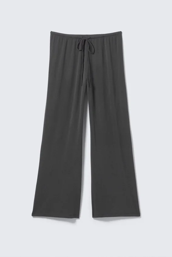 Pantalones anchos con cordón elástico – Gris oscuro Pantalones anchos con cordón elástico – Gris oscuro