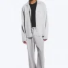 Pantalones anchos de algodón para estar por casa – Gris claro empolvado