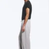 Pantalones anchos de algodón para estar por casa – Gris claro empolvado