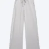 Pantalones anchos de algodón para estar por casa – Gris claro empolvado
