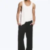 Pantalones anchos de algodón para estar por casa – Negro
