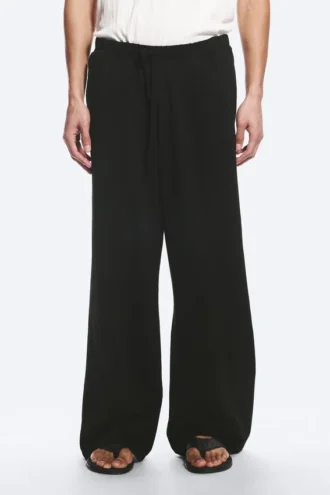 Pantalones anchos de algodón para estar por casa – Negro