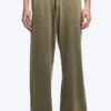 Pantalones anchos de algodón para estar por casa – Verde caqui apagado Pantalones anchos de algodón para estar por casa – Verde caqui apagado