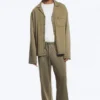 Pantalones anchos de algodón para estar por casa – Verde caqui apagado Pantalones anchos de algodón para estar por casa – Verde caqui apagado