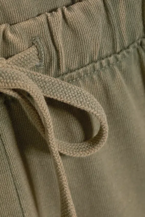 Pantalones anchos de algodón para estar por casa – Verde caqui apagado Pantalones anchos de algodón para estar por casa – Verde caqui apagado