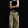 Pantalones anchos de corte holgado con pliegues – Beige Pantalones anchos de corte holgado con pliegues – Beige