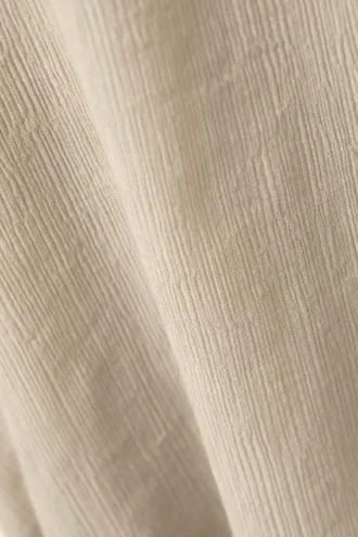 Pantalones anchos de talle bajo con efecto arrugado – Beige claro