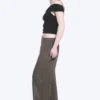 Pantalones anchos de talle bajo con efecto arrugado – Marrón oscuro