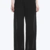 Pantalones anchos de talle bajo con efecto arrugado – Negro