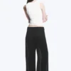 Pantalones anchos de talle bajo con efecto arrugado – Negro