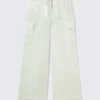 Pantalones anchos transparentes con cordón – Menta claro Pantalones anchos transparentes con cordón – Menta claro