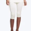 Pantalones capri con fruncidos y corte recto – Blanco