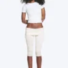 Pantalones capri con fruncidos y corte recto – Blanco