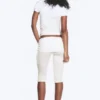 Pantalones capri con fruncidos y corte recto – Blanco