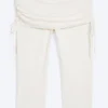 Pantalones capri con fruncidos y corte recto – Blanco