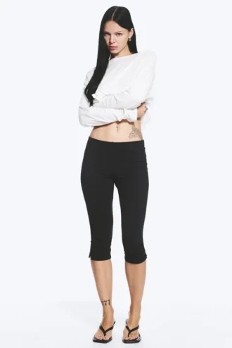 Pantalones capri de talle medio – Negro