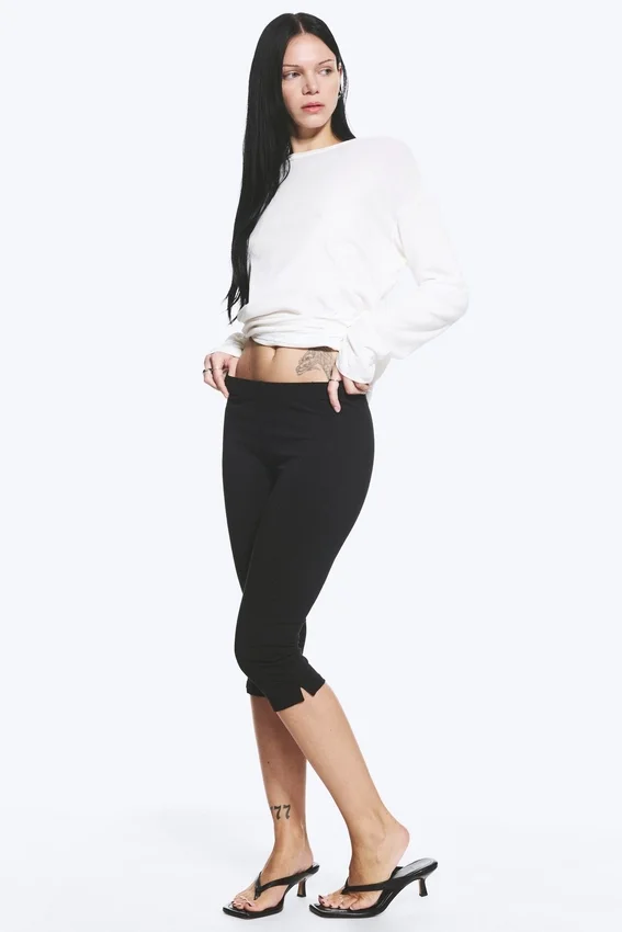 Pantalones capri de talle medio – Negro Pantalones capri de talle medio – Negro