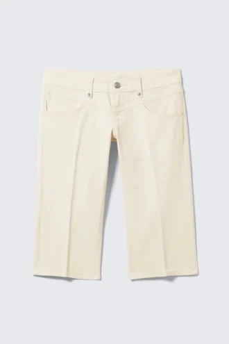 Pantalones capri de talle ultrabajo – Blanco apagado
