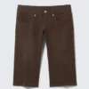 Pantalones capri de talle ultrabajo – Marrón oscuro