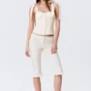 Pantalones capri entallados de talle bajo – Blanco roto Pantalones capri entallados de talle bajo – Blanco roto