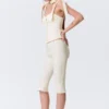 Pantalones capri entallados de talle bajo – Blanco roto Pantalones capri entallados de talle bajo – Blanco roto