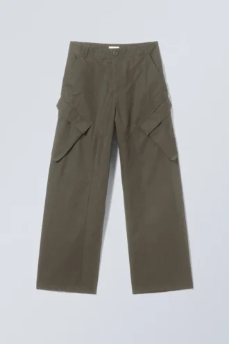 Pantalones cargo asimétricos holgados Astro – Verde caqui