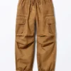 Pantalones cargo de algodón de corte holgado – Marrón lavado
