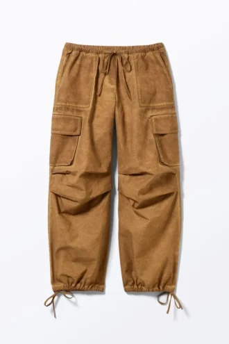 Pantalones cargo de algodón de corte holgado – Marrón lavado